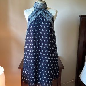 Navy and white halter look dress